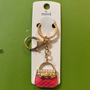 Mint Pink and Gold Keychain/Bag Charm